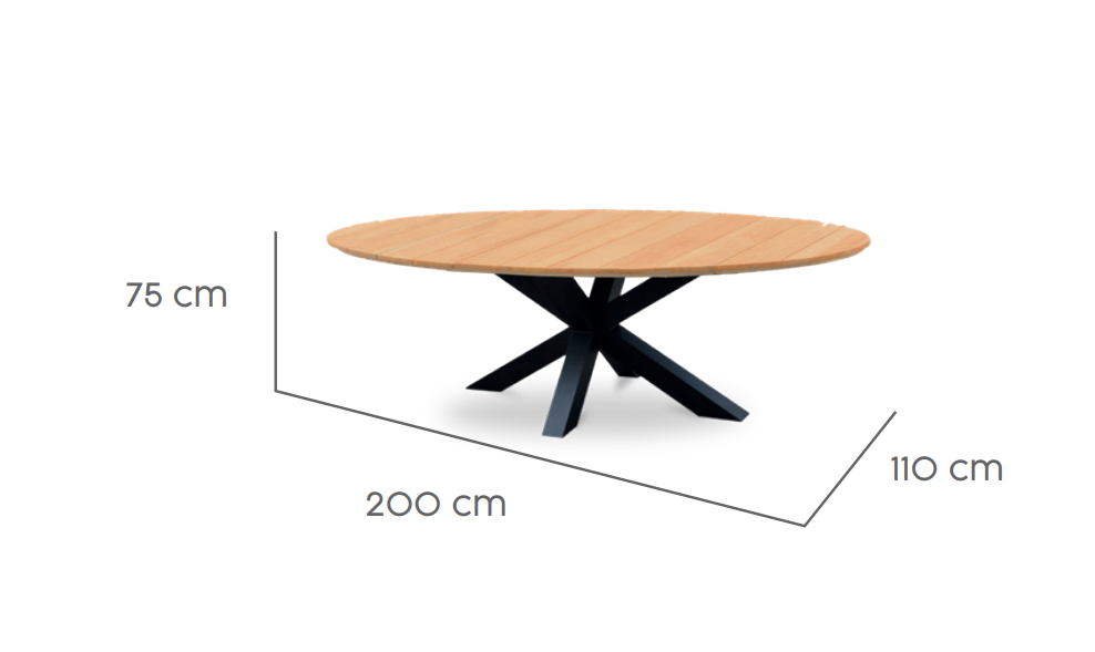 Tierra Outdoor Diningtafel Oblong teak 200x110cm