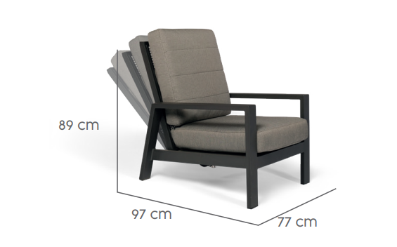 Tierra Outdoor Loungestoel Verstelbaar Queens charcoal