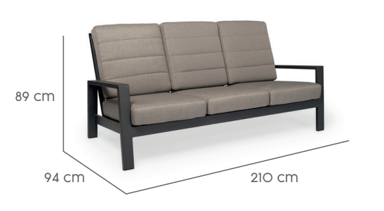 Tierra Outdoor Loungebank 3-zits Queens charcoal showmodel