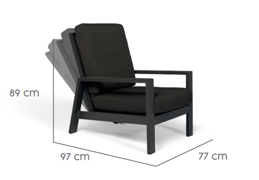 Tierra Outdoor Loungestoel Verstelbaar Queens black