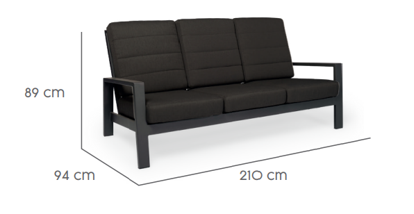 Tierra Outdoor Loungebank 3-zits Queens black