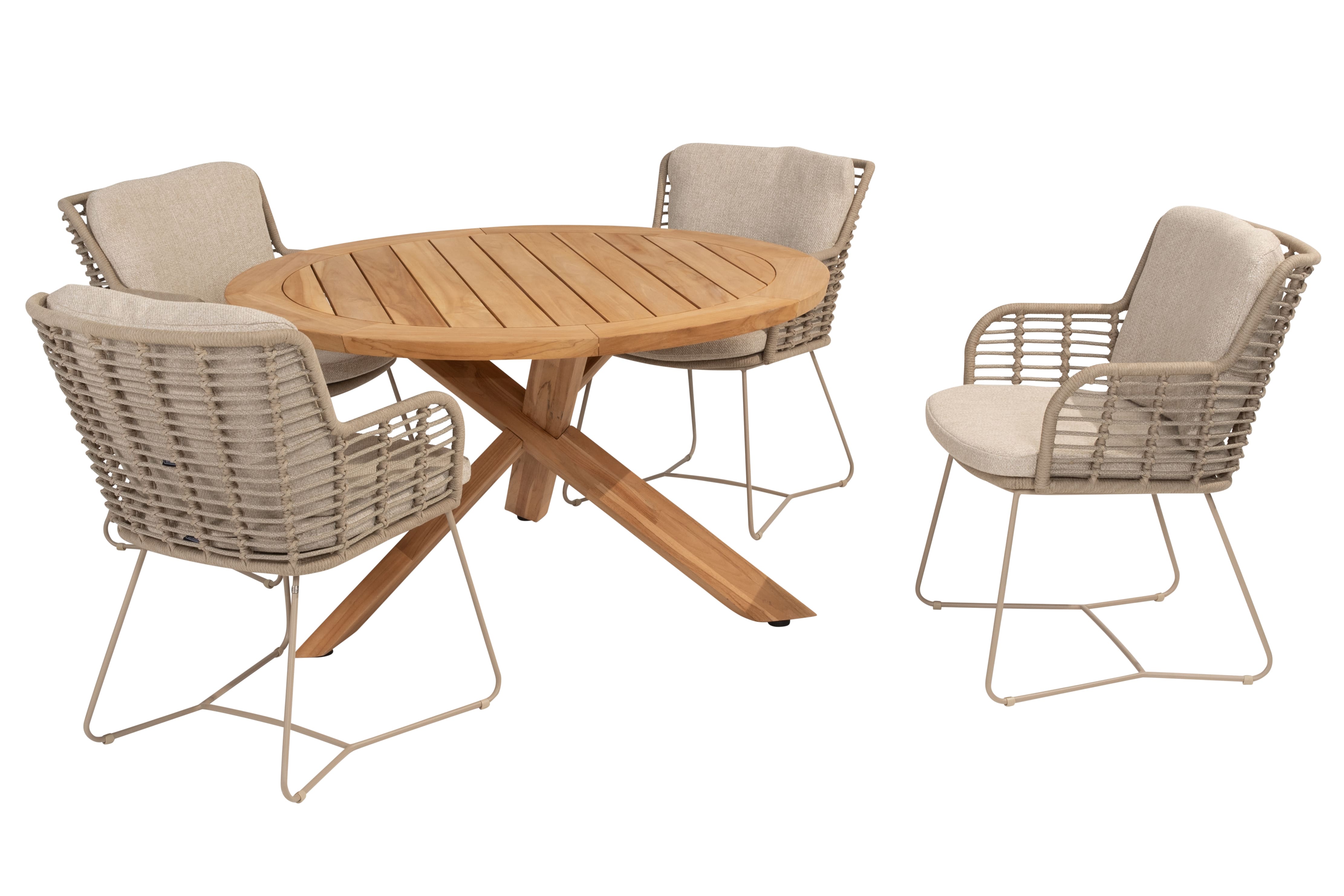 4 Seasons Outdoor Diningset Fabrice latte-Prado ø130cm 5-delig