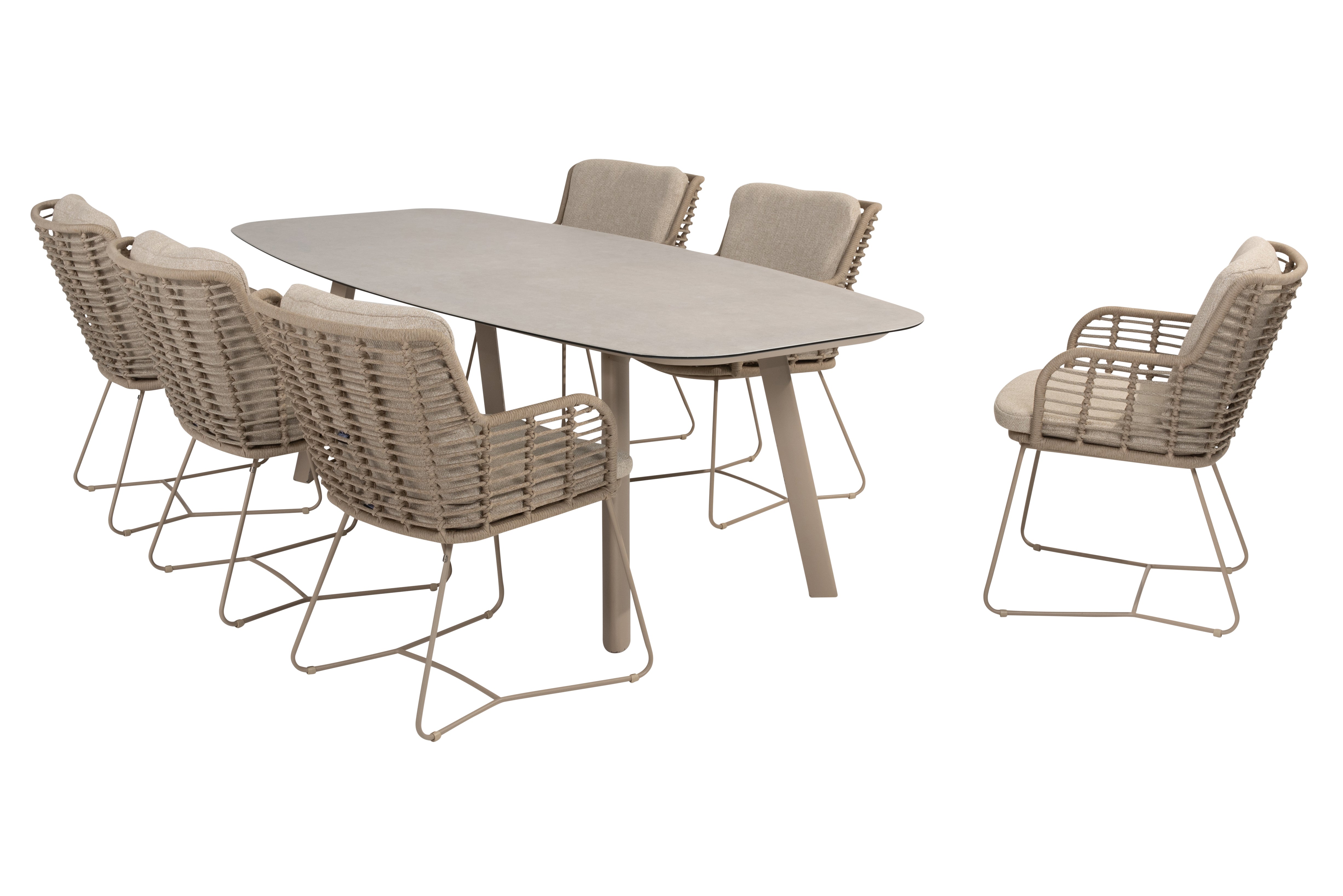 4 Seasons Outdoor Diningset Fabrice latte-Manolo 240x103cm 7-delig