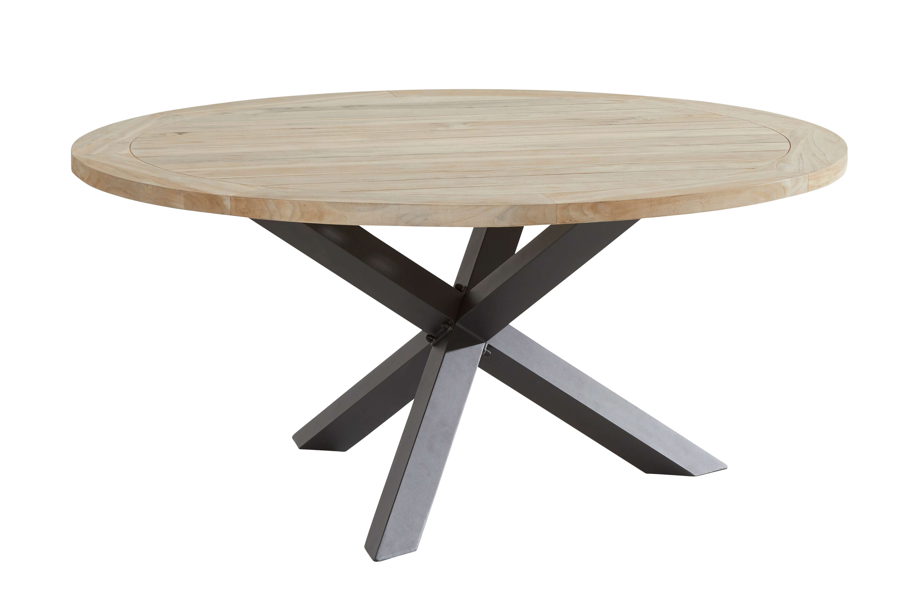 4 Seasons Outdoor Louvre tafel teak aluminium poten ø160 cm antraciet