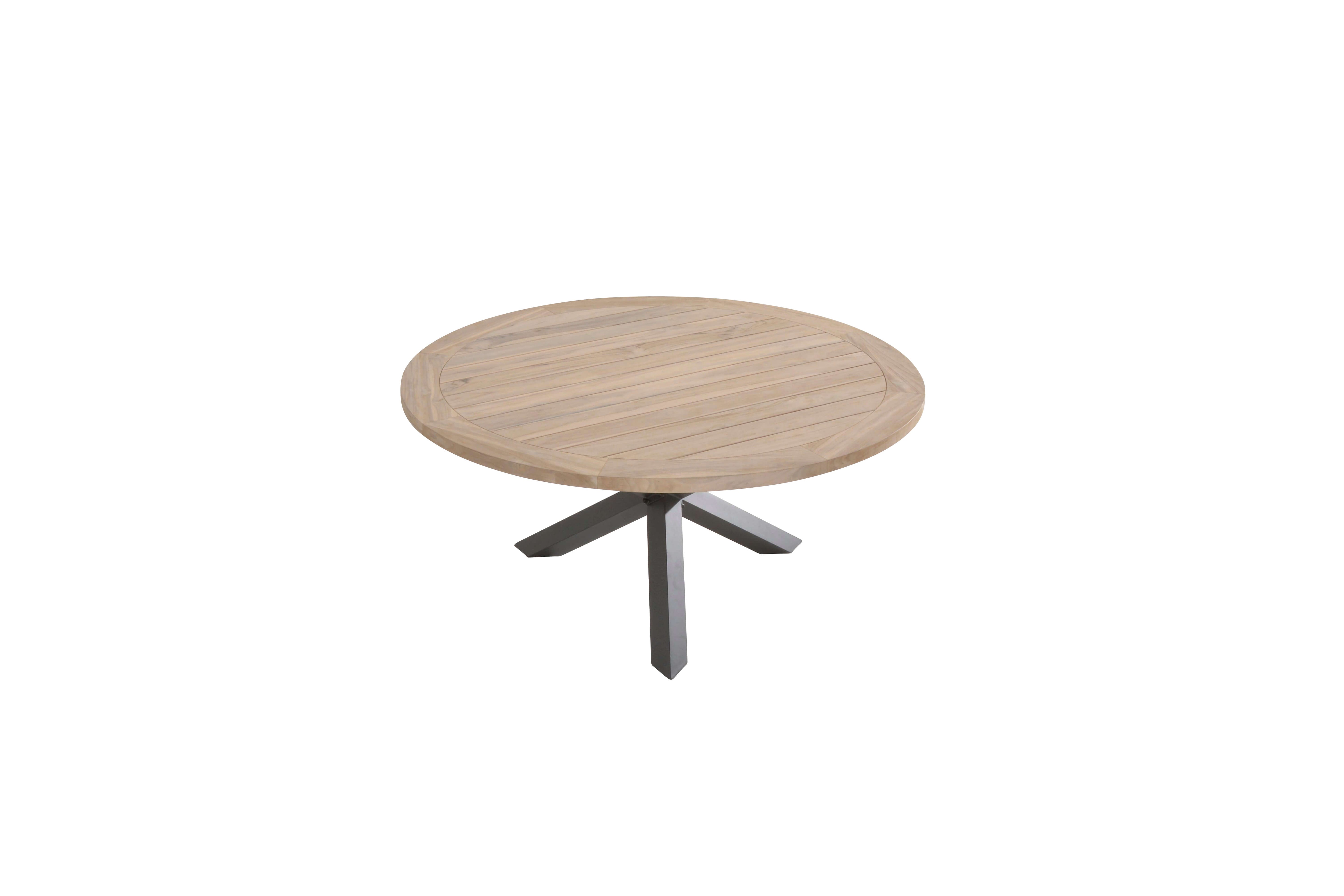 4 Seasons Outdoor Louvre tafel teak aluminium poten ø160 cm antraciet