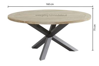 4 Seasons Outdoor Louvre tafel teak aluminium poten ø160 cm antraciet