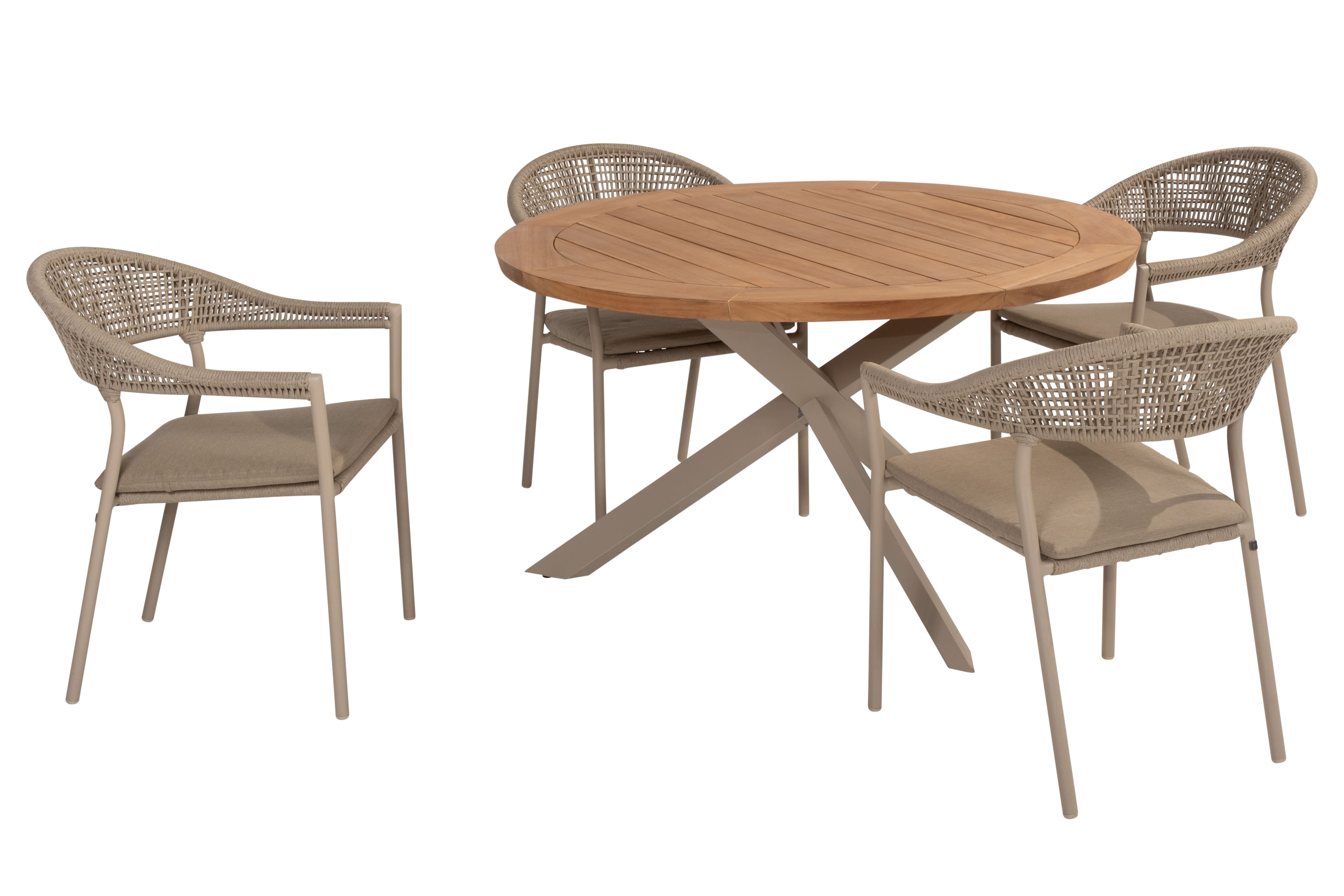 Taste 4SO Diningset Sienna latte-Prado teak ø130cm 5-delig