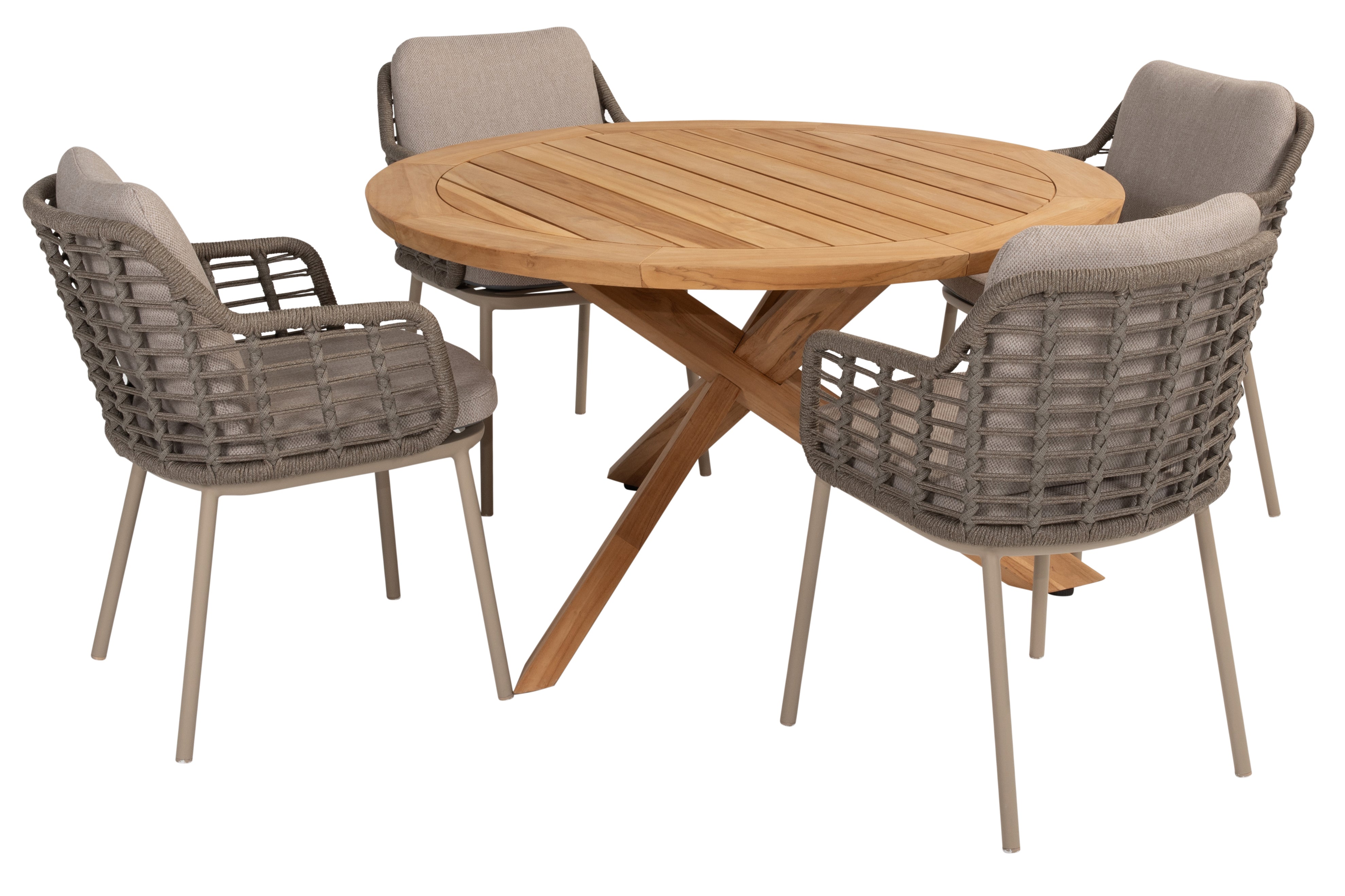 Taste 4SO Diningset Puglia latte-Prado teak ø130cm 5-delig