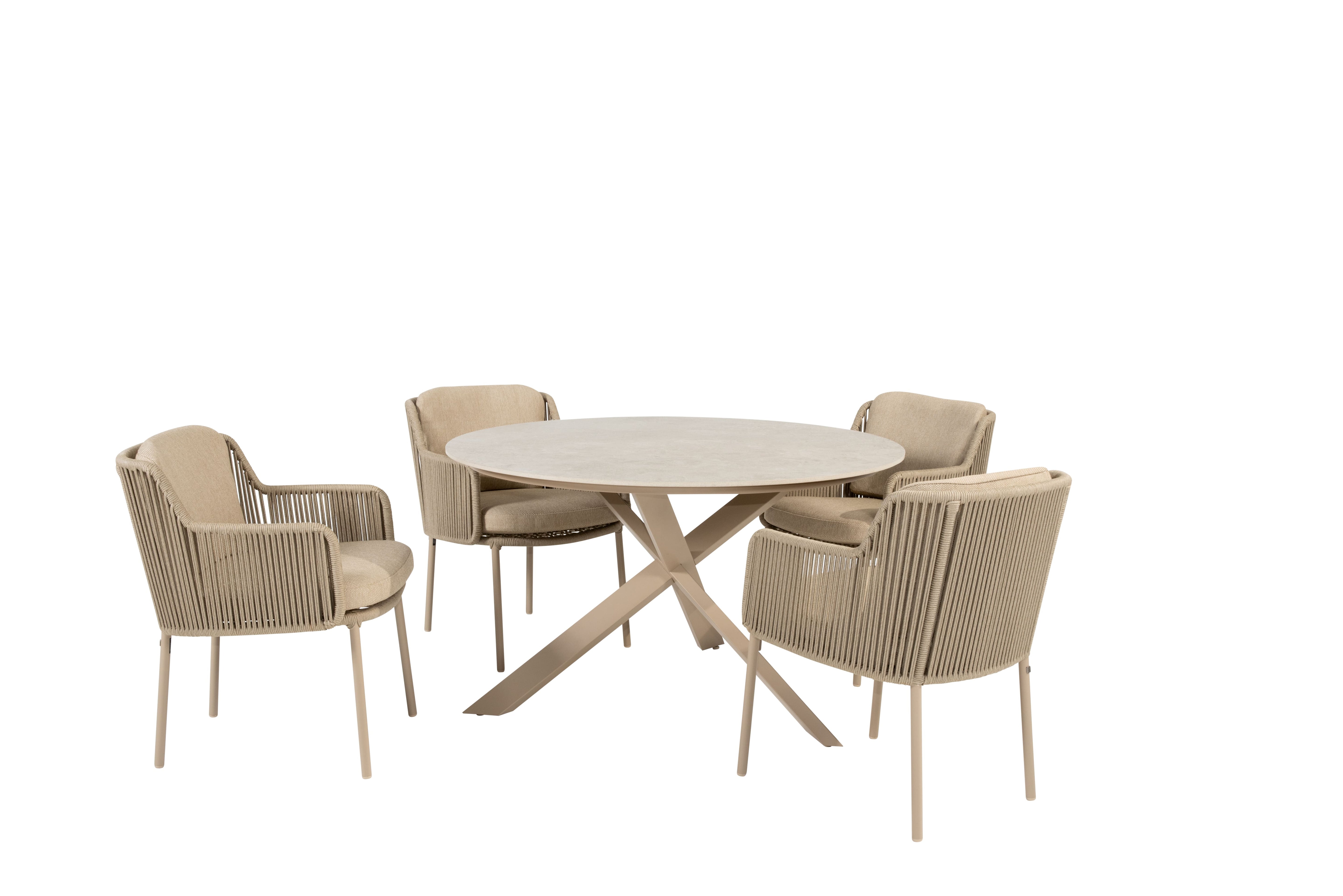 4 Seasons Outdoor Diningset Bernini latte-Prado keramiek ø130cm 5-delig