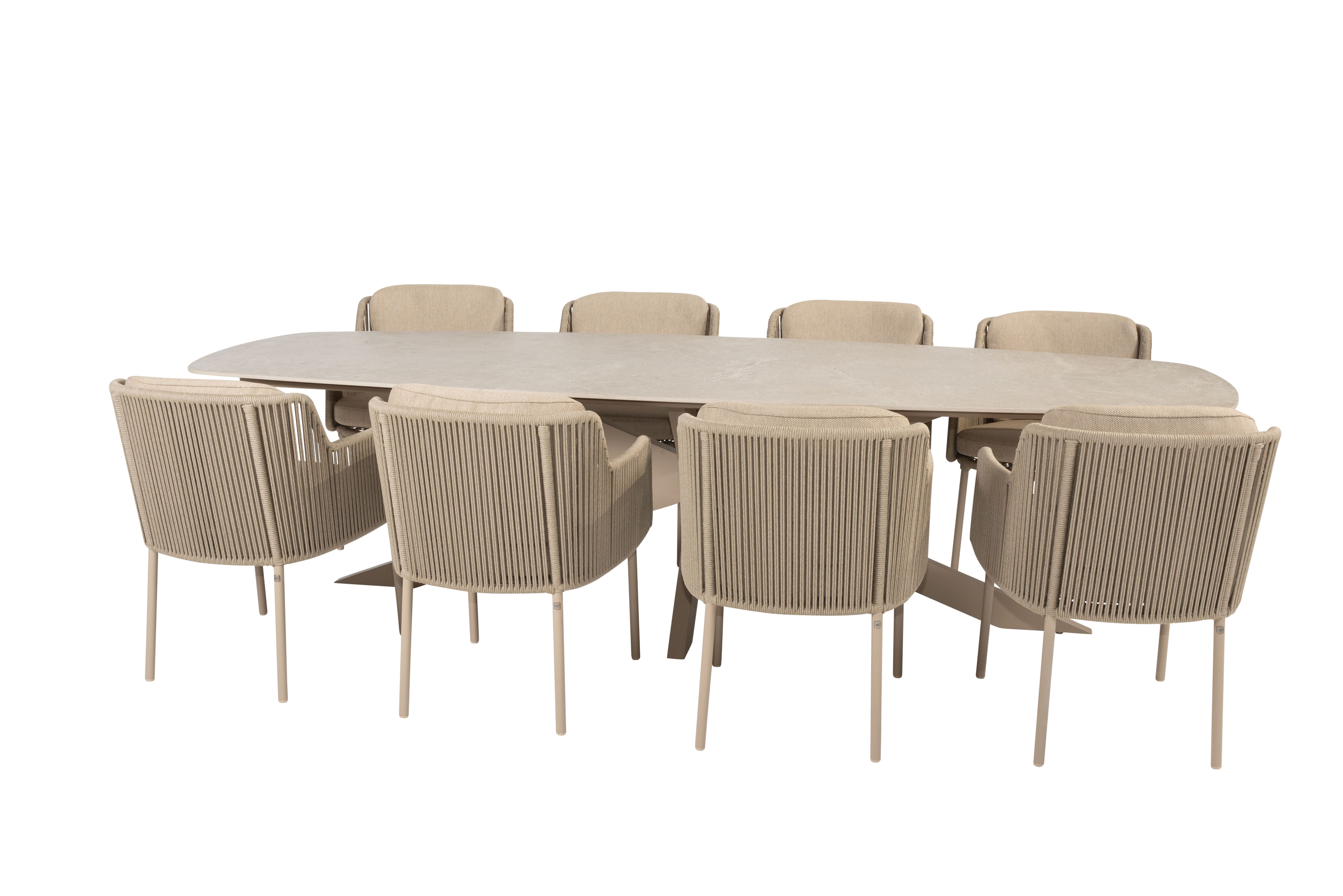 4 Seasons Outdoor Diningset Bernini latte-Prado keramiek 300x115cm 9-delig
