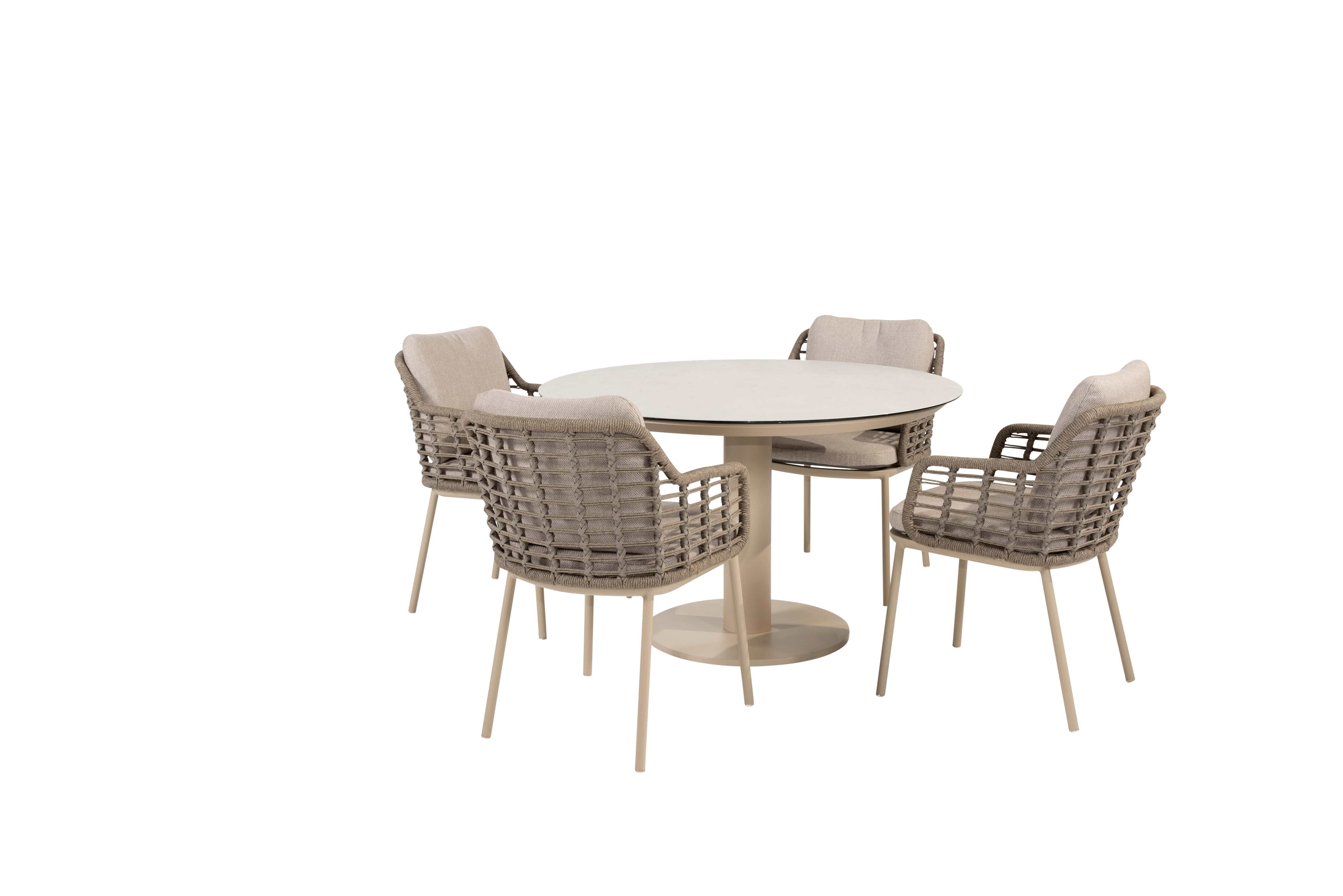 Taste 4SO Diningset Puglia latte-Sarah ø120cm 5-delig