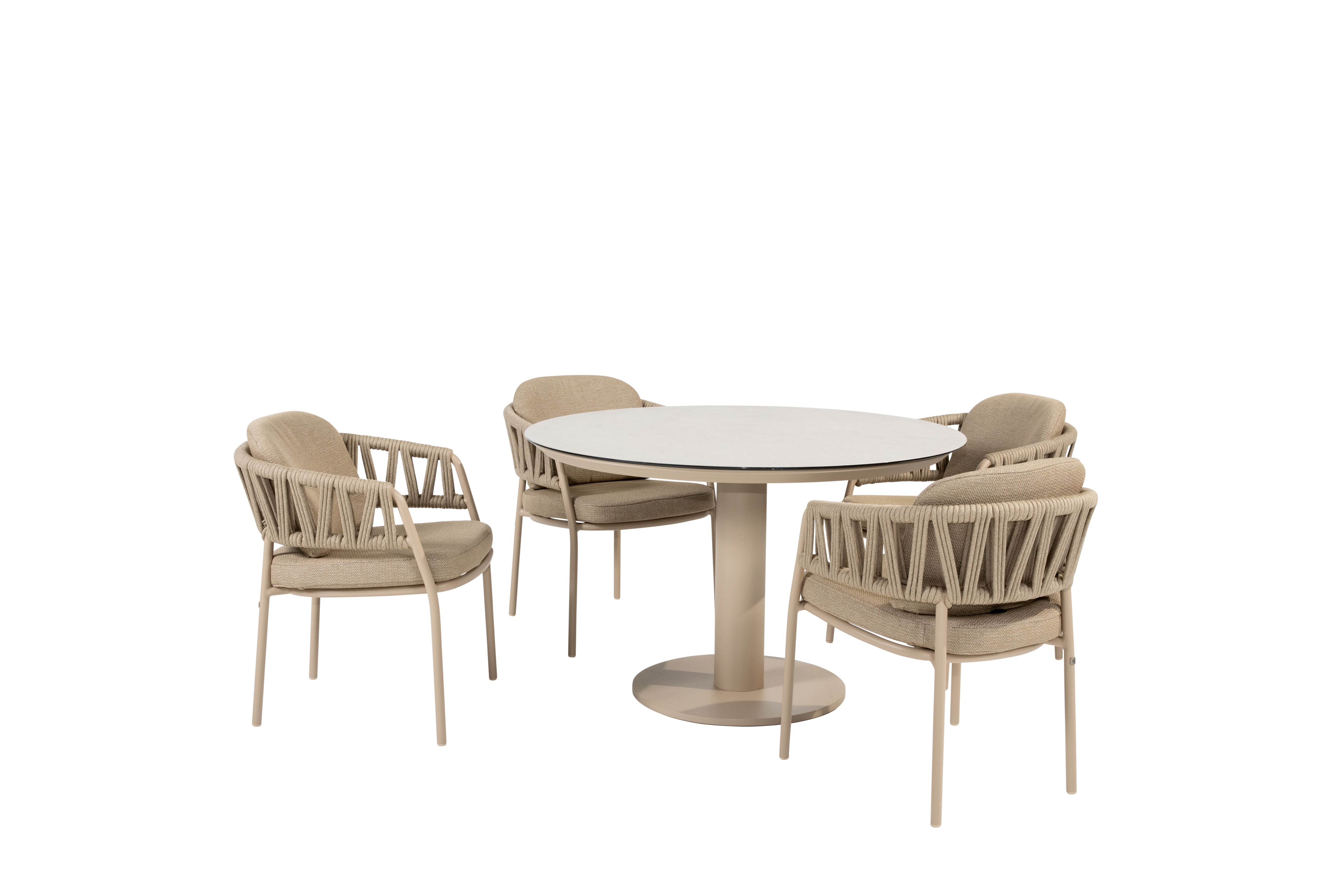 Taste 4SO Diningset Calma latte-Sarah ø120cm 5-delig