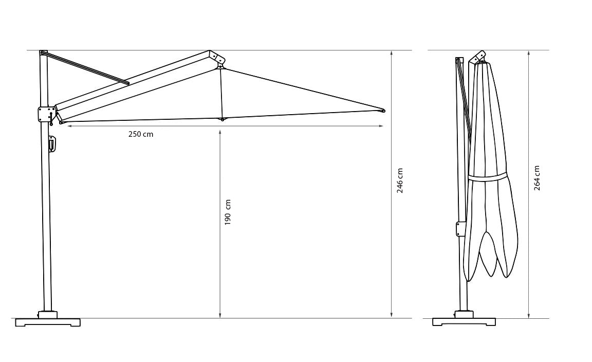 Platinum Zweefparasol Challenger T² Premium 260x350cm Manhattan