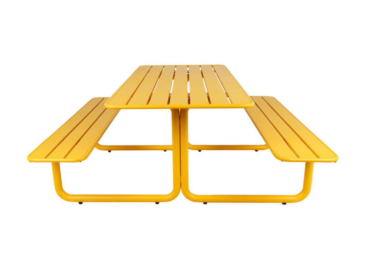 MaximaVida Max metalen picknicktafel 150 cm okergeel