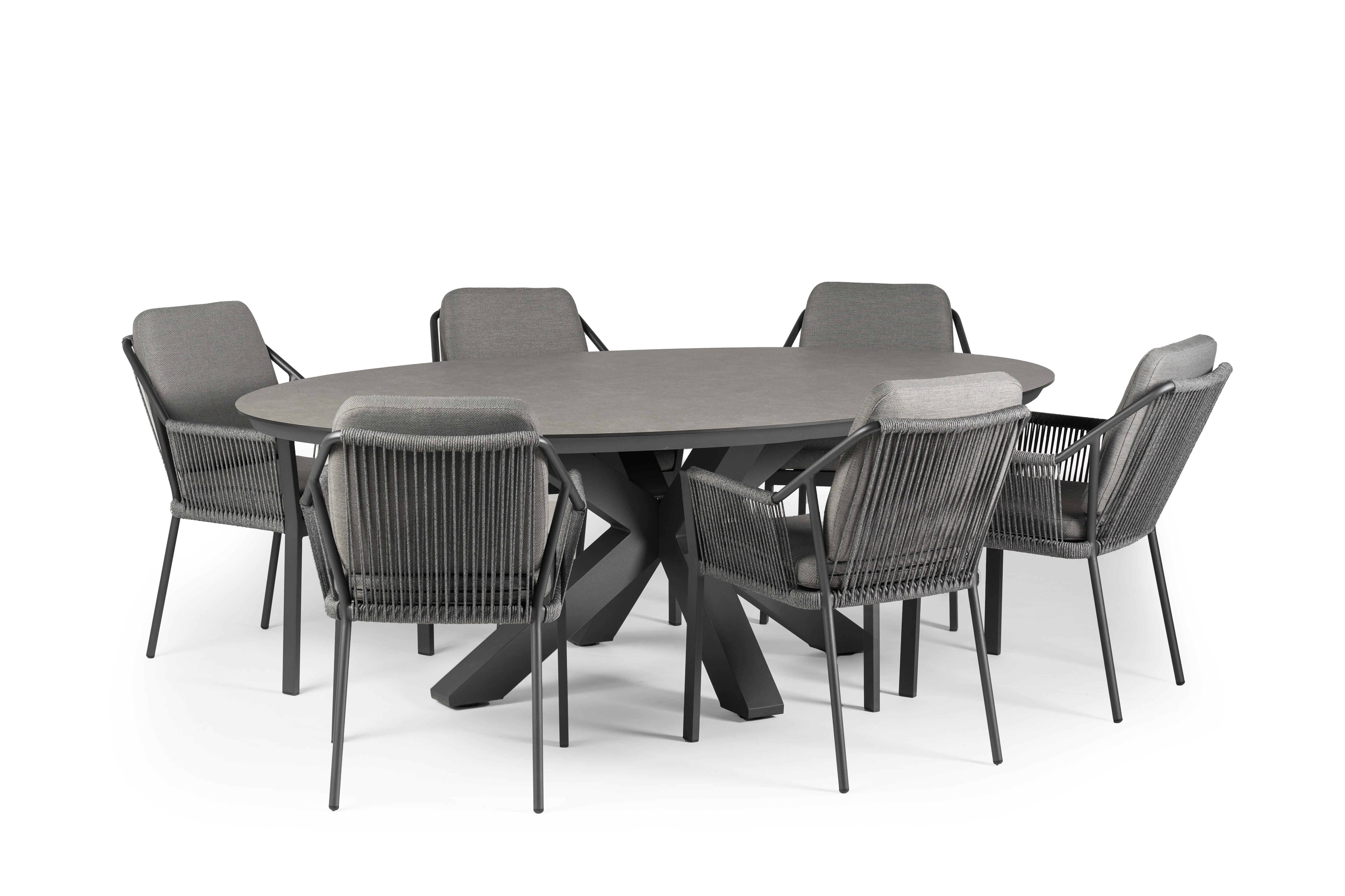 Tierra Outdoor Diningset Liv - Oblong forest grey 200x110cm 7-delig