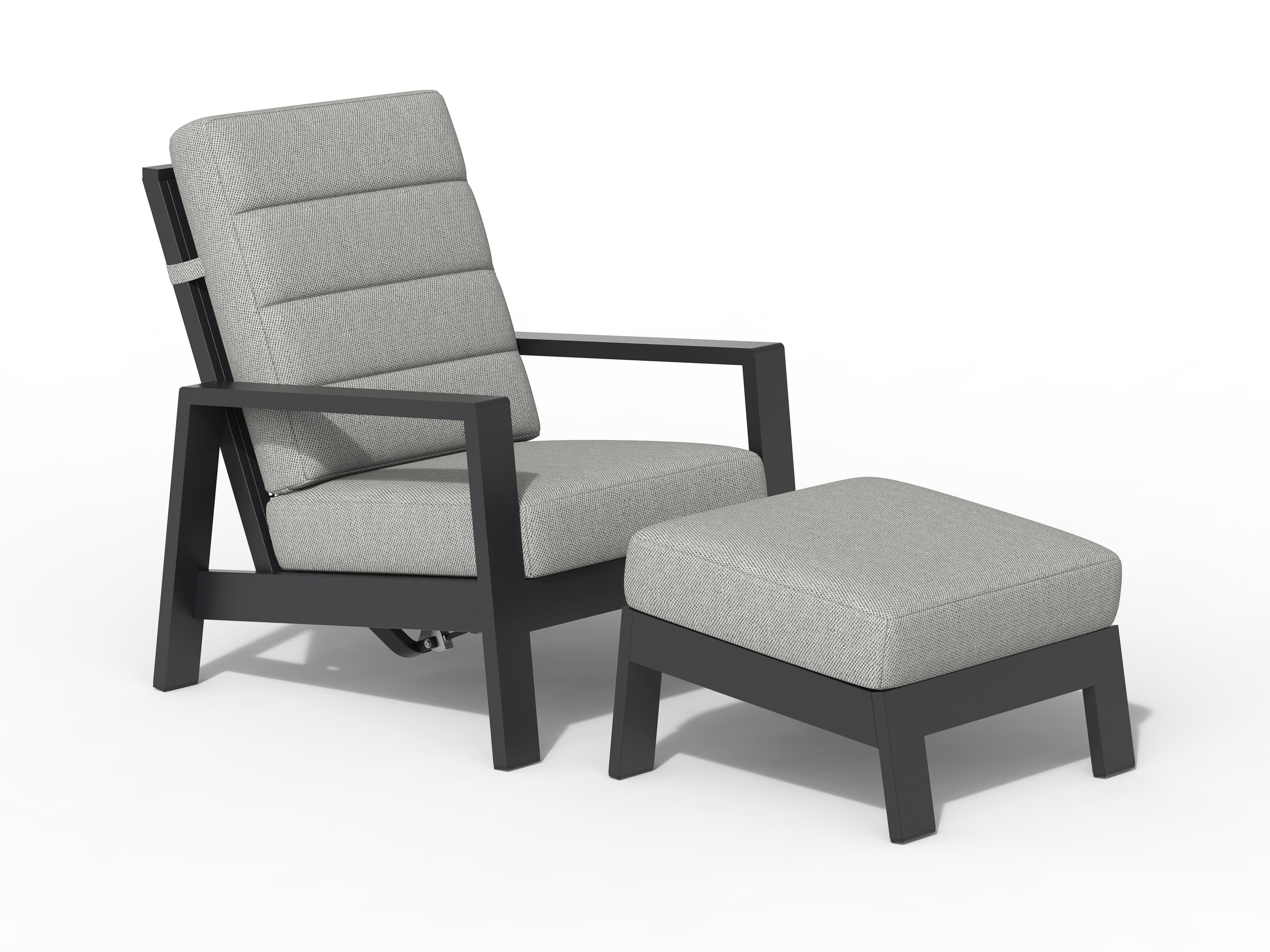 Tierra Outdoor Queens loungestoel + hocker charcoal