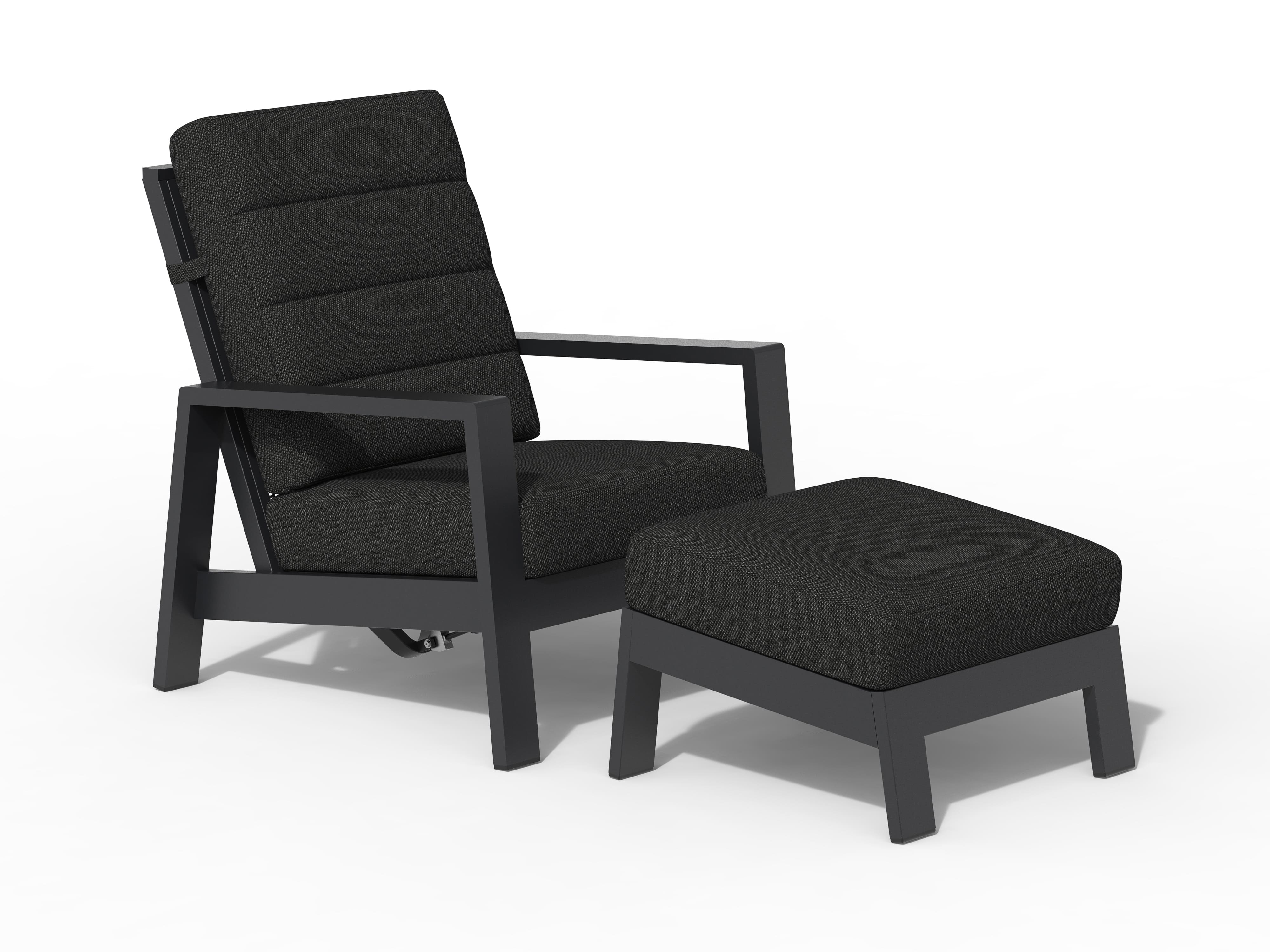 Tierra Outdoor Queens loungestoel + hocker black