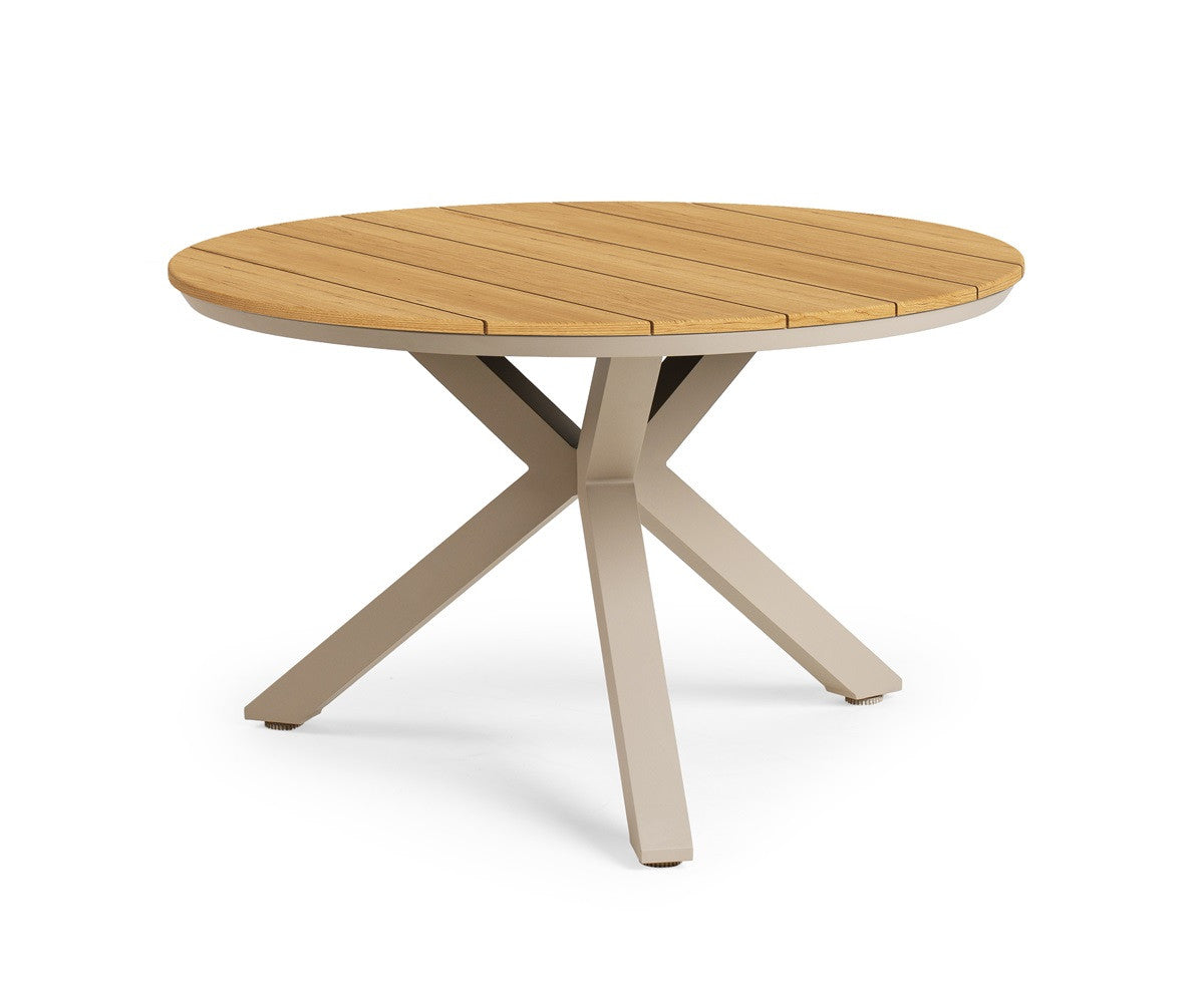 Tierra Outdoor Orbital Diningtafel champagne/teak ø120cm